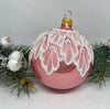 Pink with white glitter glass ball Christmas ornament, handmade XMAS decoration ChristmasboxStore