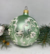 Mint with white glitter glass ball Christmas ornament, handmade XMAS decoration ChristmasboxStore