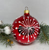 Red with white glitter glass ball Christmas ornament, handmade XMAS decoration ChristmasboxStore