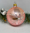 Pink with silver glitter glass ball Christmas ornament, handmade XMAS decoration ChristmasboxStore