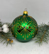 Green with gold pattern glitter glass ball Christmas ornament, handmade XMAS decoration ChristmasboxStore