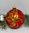 Red with gold glitter glass ball Christmas ornament, handmade XMAS decoration ChristmasboxStore