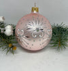 Pearl with white and silver glitter glass ball Christmas ornament, handmade XMAS decoration ChristmasboxStore