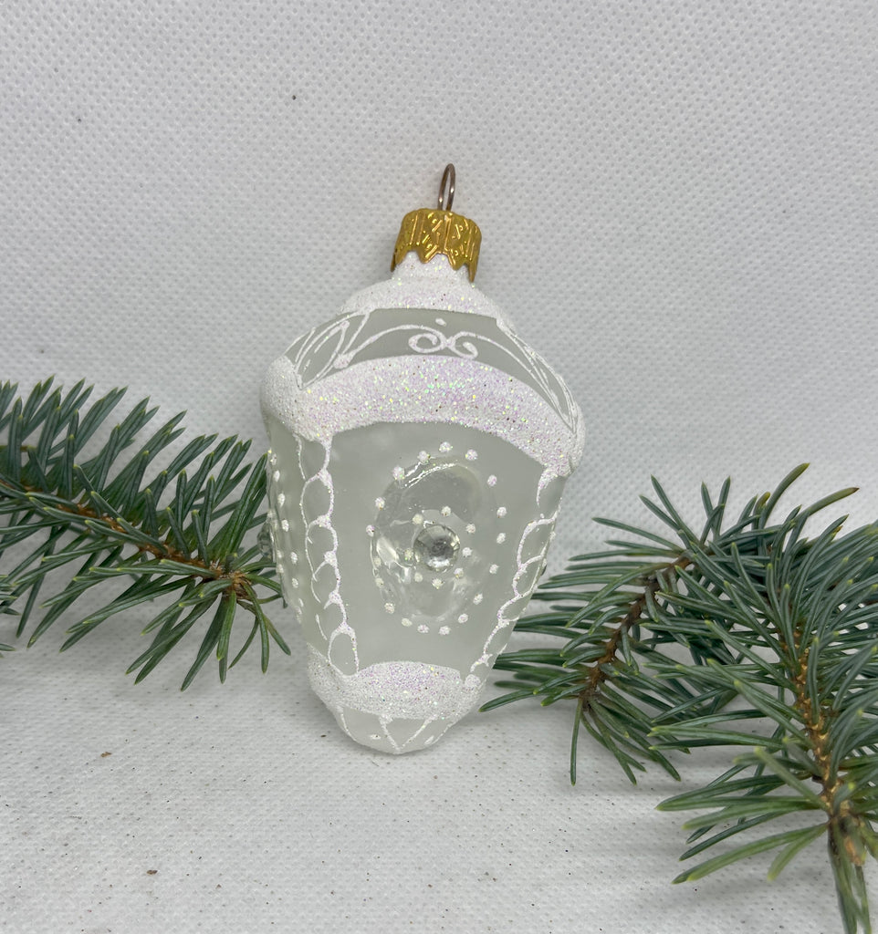 Flashlight transparent and white glass Christmas handmade ornament, Luxury Christmas glass decoration, Christmas tree glass ornament ChristmasboxStore