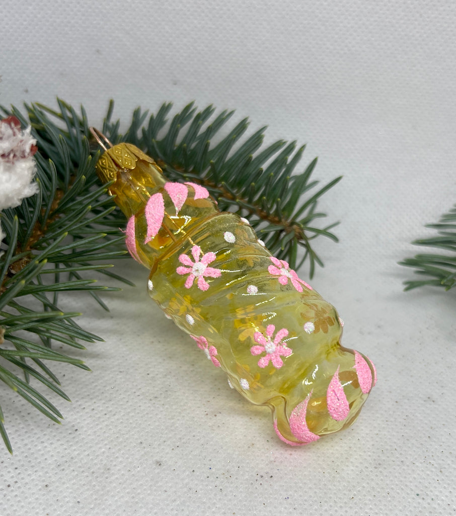 Candy transparent yellow and pink glass Christmas handmade ornament, Luxury Christmas glass decoration, Christmas tree glass ornament ChristmasboxStore