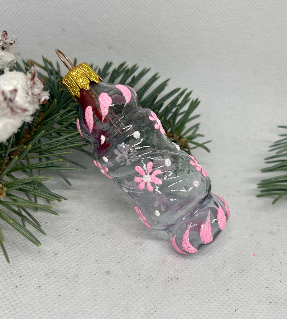 Candy transparent and pink glass Christmas handmade ornament, Luxury Christmas glass decoration, Christmas tree glass ornament ChristmasboxStore