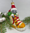 Mouse in a boot glass Christmas handmade ornament, Luxury Christmas glass decoration, Christmas tree glass ornament ChristmasboxStore