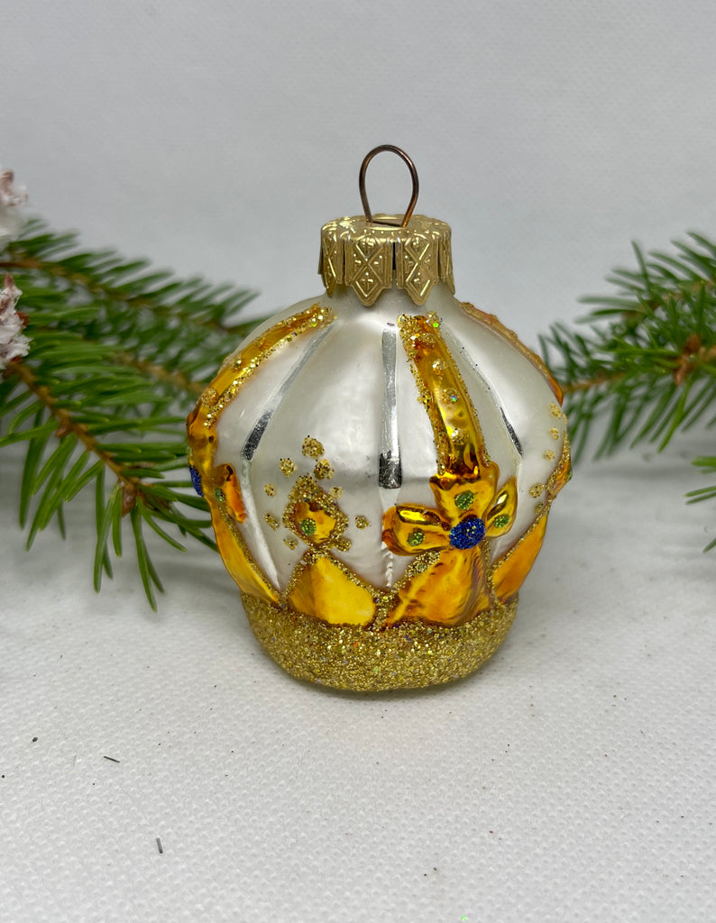 Crown silver and gold glass Christmas handmade ornament, Luxury Christmas glass decoration, Christmas tree glass ornament ChristmasboxStore