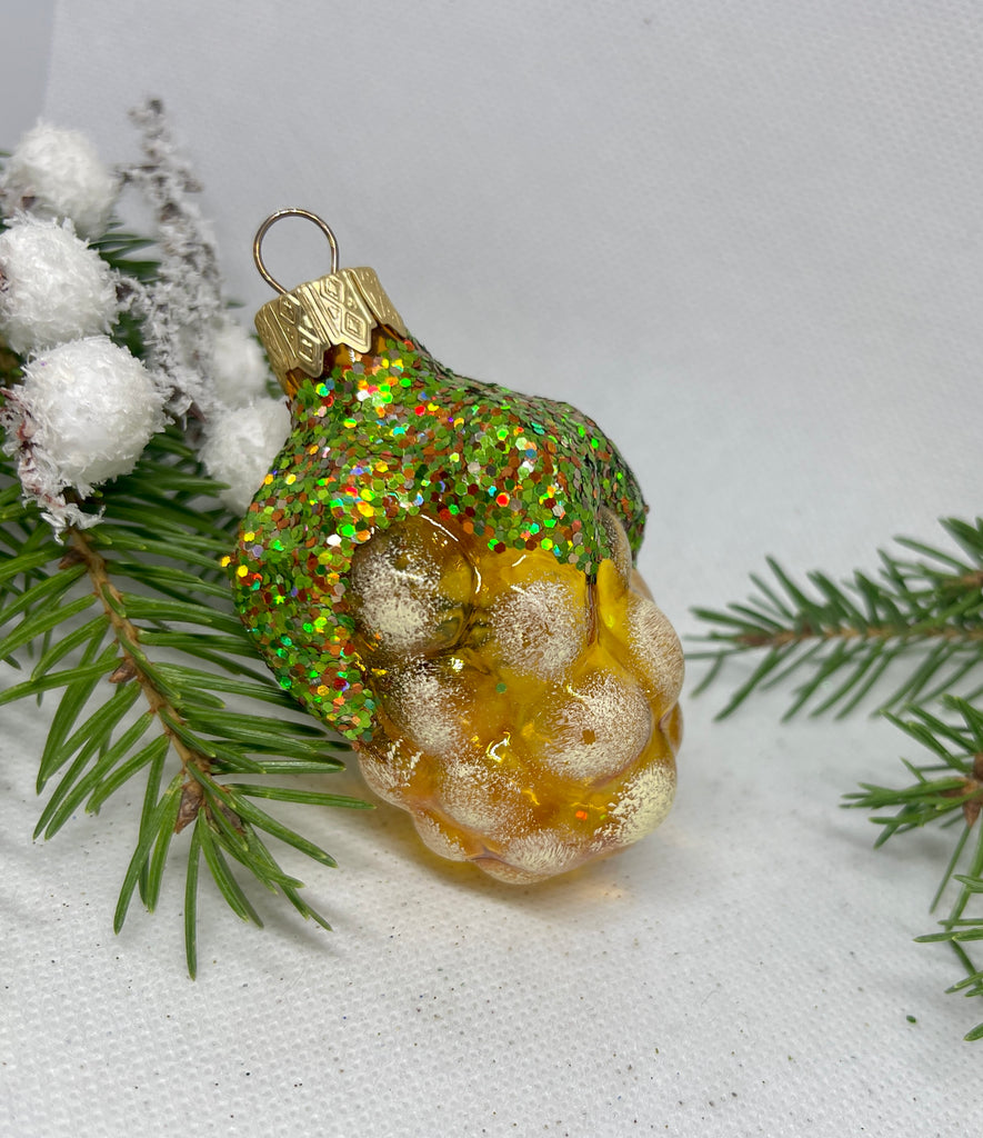 Grape yellow with glitter glass Christmas handmade ornament, Luxury Christmas glass decoration, Christmas tree glass ornament ChristmasboxStore