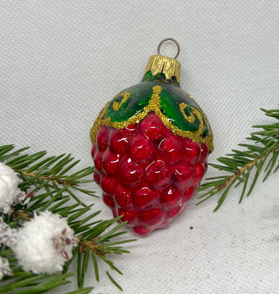 Grape red with glitter glass Christmas handmade ornament, Luxury Christmas glass decoration, Christmas tree glass ornament ChristmasboxStore