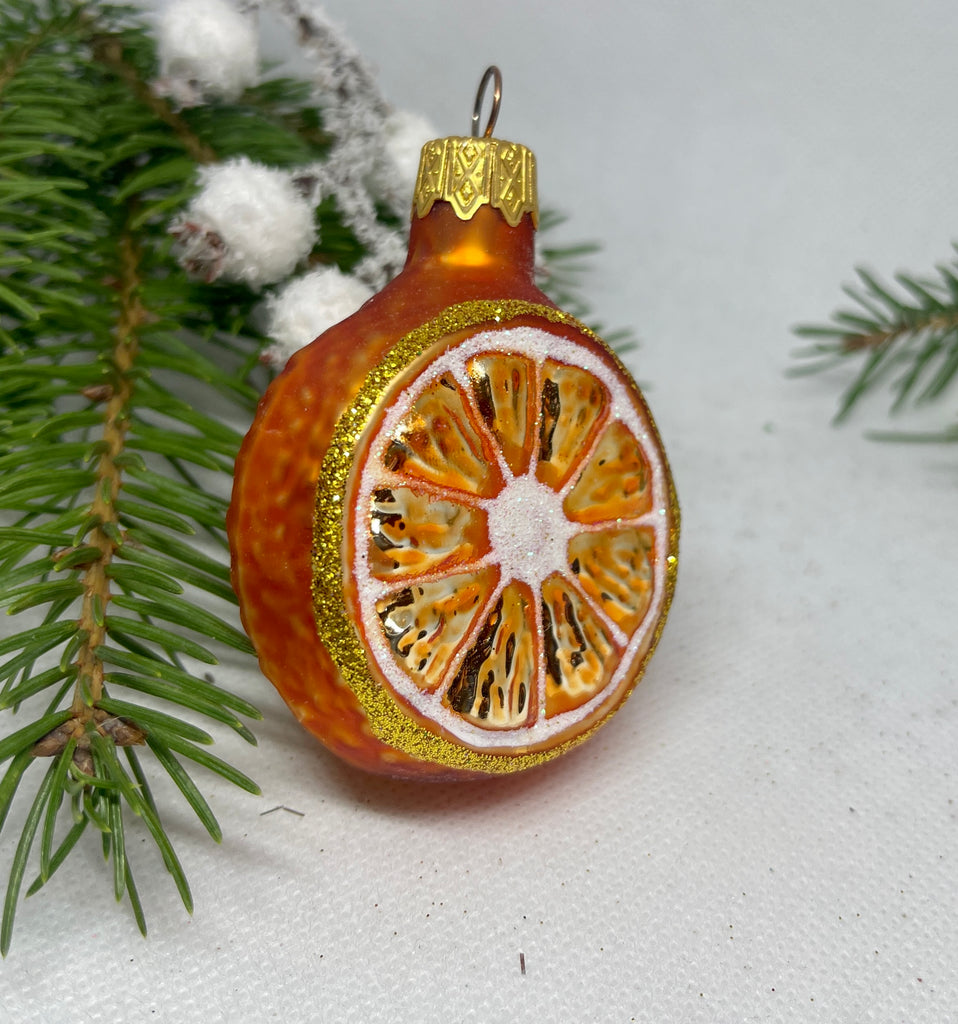 Lemon bronze with glitter glass Christmas handmade ornament, Luxury Christmas glass decoration, Christmas tree glass ornament ChristmasboxStore