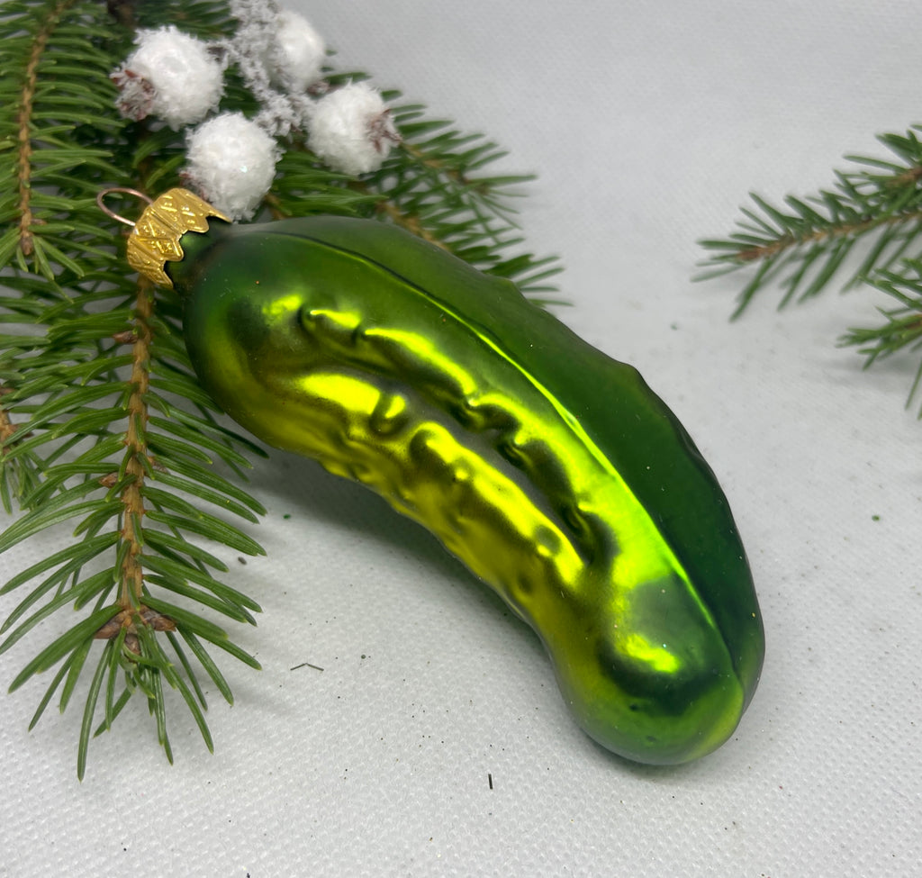 Cucumber green glass Christmas handmade ornament, Luxury Christmas glass decoration, Christmas tree glass ornament ChristmasboxStore