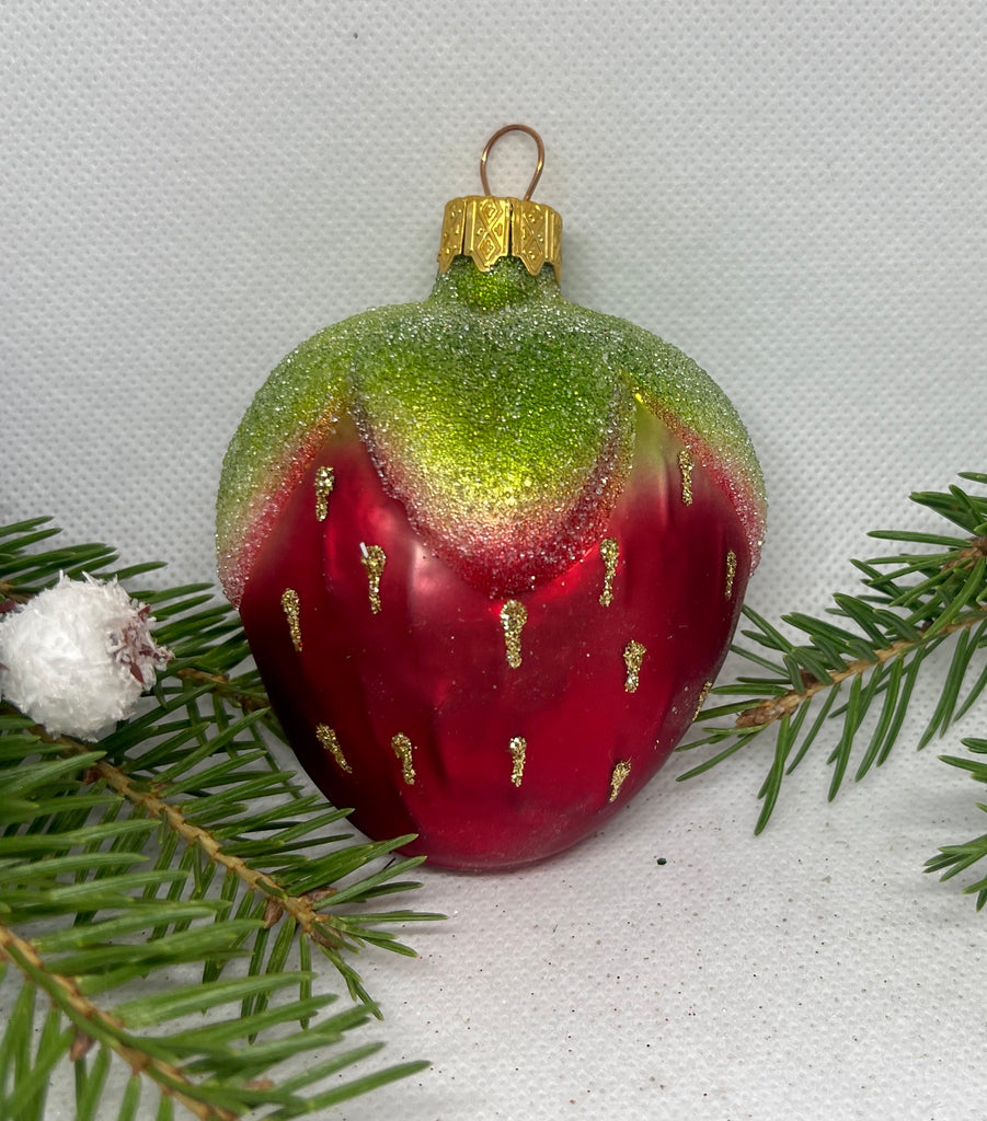 Strawberry red glass Christmas handmade ornament, Luxury Christmas glass decoration, Christmas tree glass ornament ChristmasboxStore