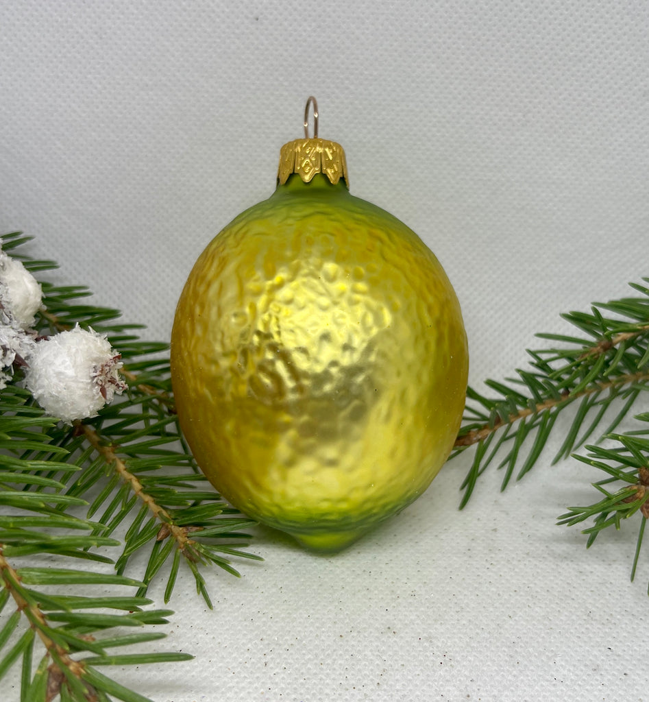 Lemon gold glass Christmas handmade ornament, Luxury Christmas glass decoration, Christmas tree glass ornament ChristmasboxStore