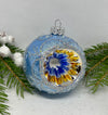 Light Blue and silver reflector glitter glass Christmas ornament, handmade XMAS decoration ChristmasboxStore