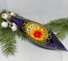 Dark Blue and gold reflector glitter glass Christmas ornament, handmade XMAS decoration ChristmasboxStore