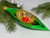 Green and gold reflector glitter glass Christmas ornament, handmade XMAS decoration ChristmasboxStore