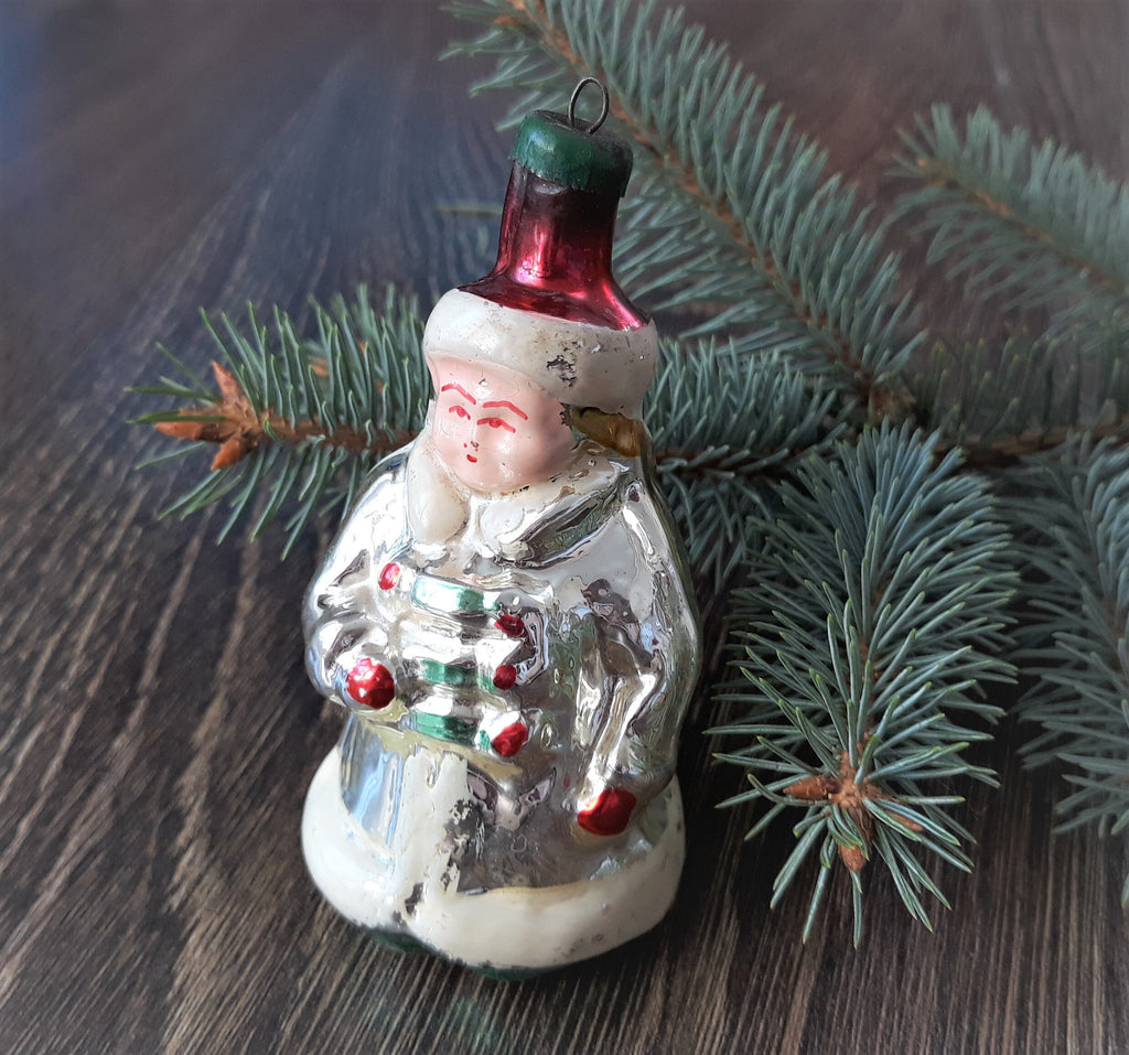 Boy 1950s Christmas glass vintage ornament, Christmas decoration, Antique Christmas ornaments ChristmasboxStore