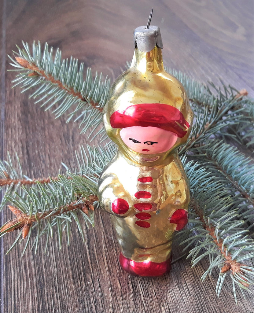 Cosmonaut Christmas glass vintage ornament, Retro 1960s decoration ...