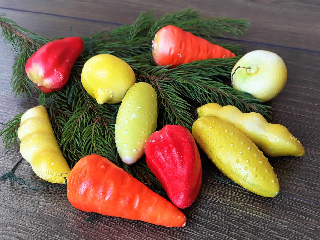 Antique vegetables Christmas ornaments 1960s, vintage Christmas, tree ornaments ChristmasboxStore