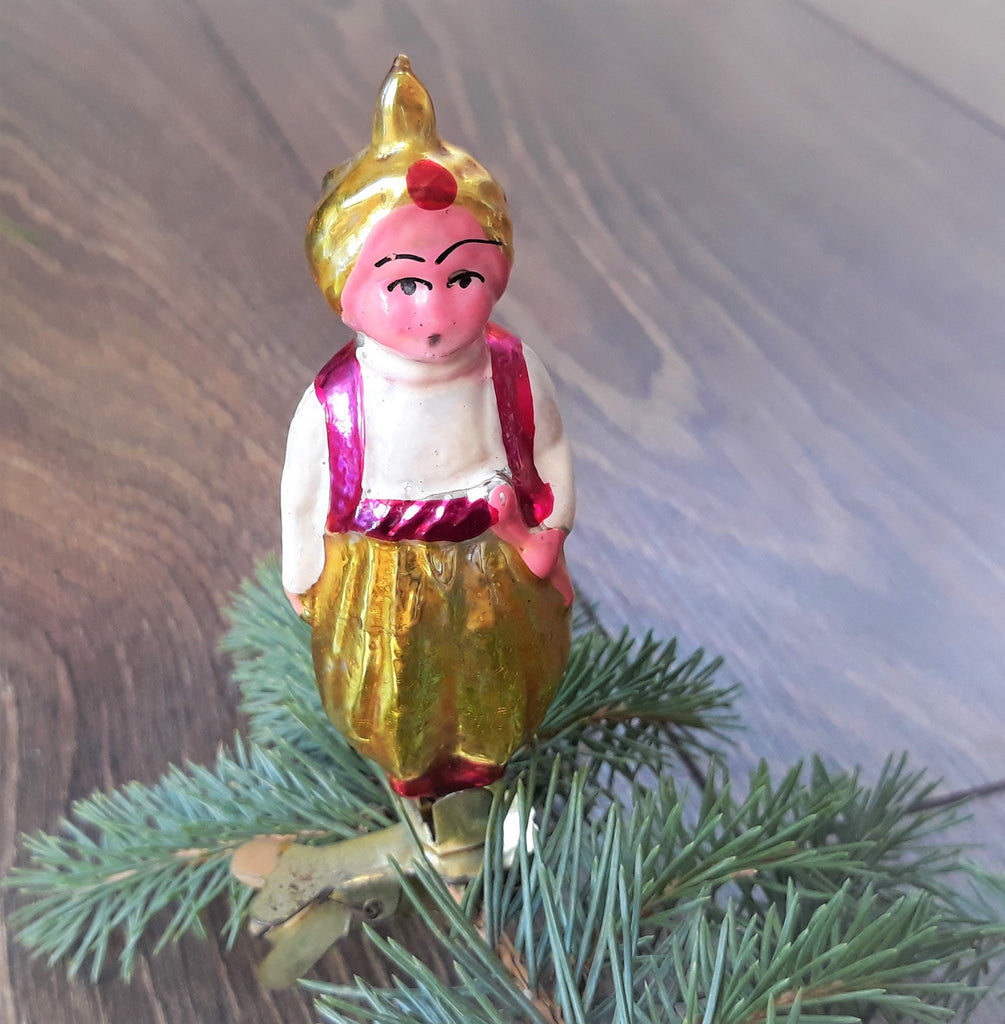 Aladdin Antique glass Christmas ornament 1950s, vintage Christmas, tree glass ornament ChristmasboxStore