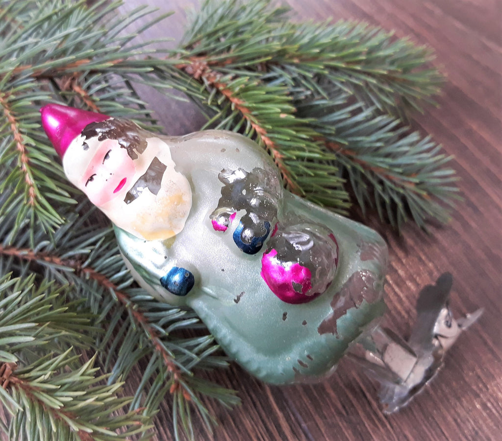 SANTA Claus Antique Christmas glass ornament, vintage christmas 1950s, Retro Christmas ChristmasboxStore