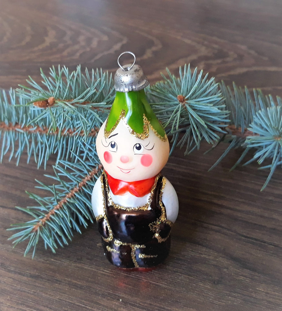 Cipollino Antique glass Christmas ornament 1980s, vintage Christmas tree glass decoration ChristmasboxStore