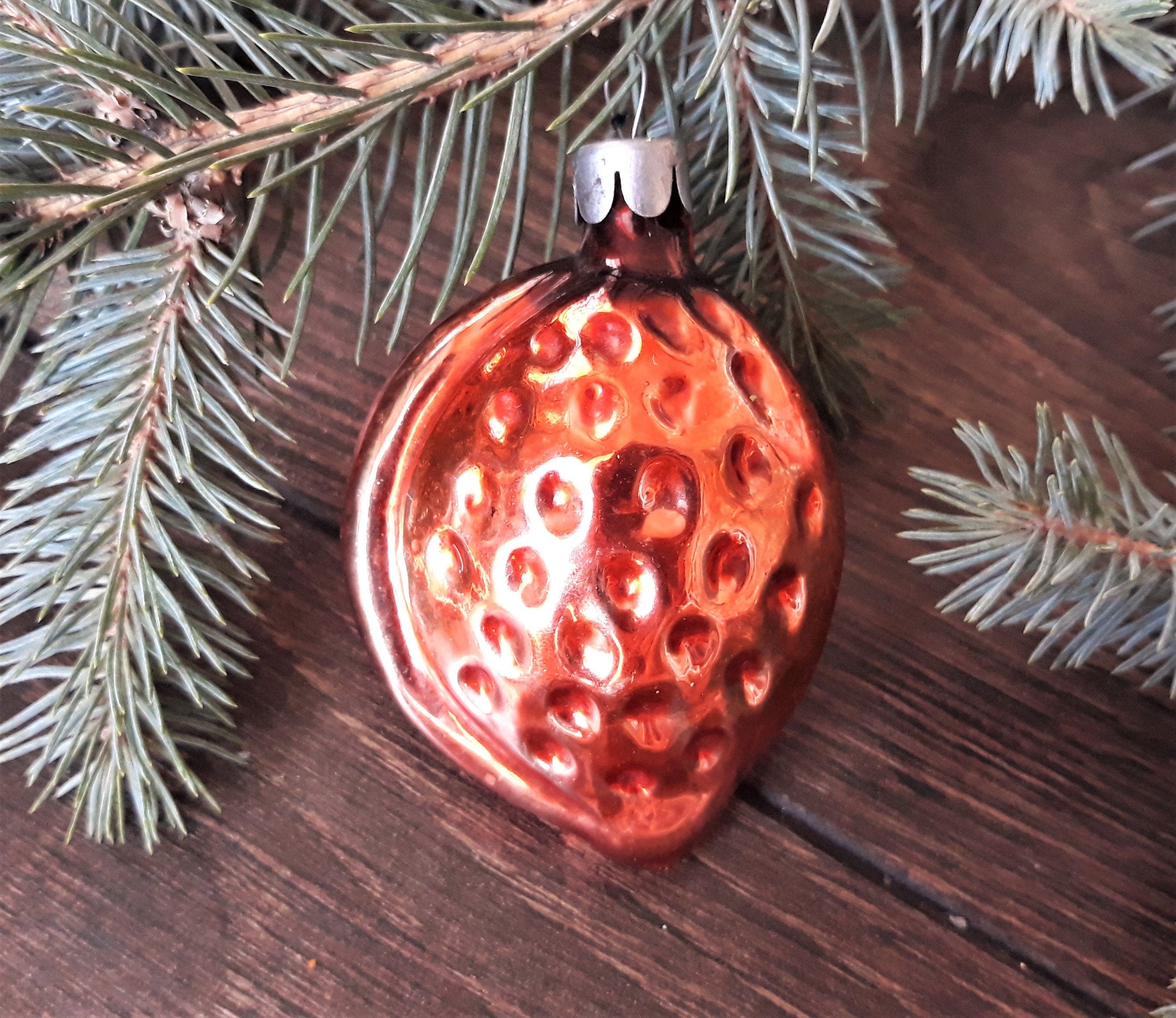 Christmas 1970-s glass ornaments, vintage Christmas decorations