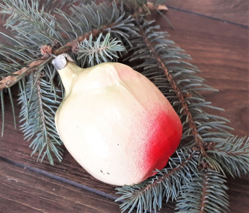 Apple Antique glass Christmas ornament 1950s, vintage Christmas decorations ChristmasboxStore