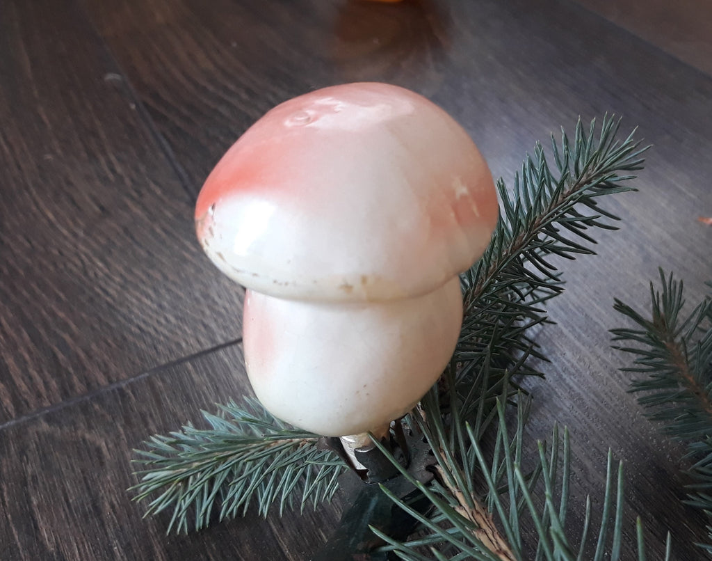 Mushroom Antique Christmas glass ornament, vintage christmas 1950s, Retro Christmas ChristmasboxStore