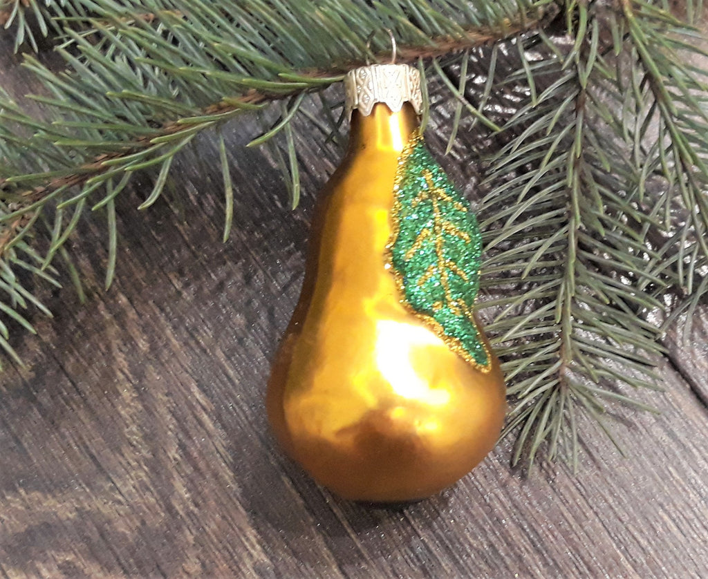 Pear Antique glass Christmas ornaments, 1980s vintage Christmas tree glass decor ChristmasboxStore
