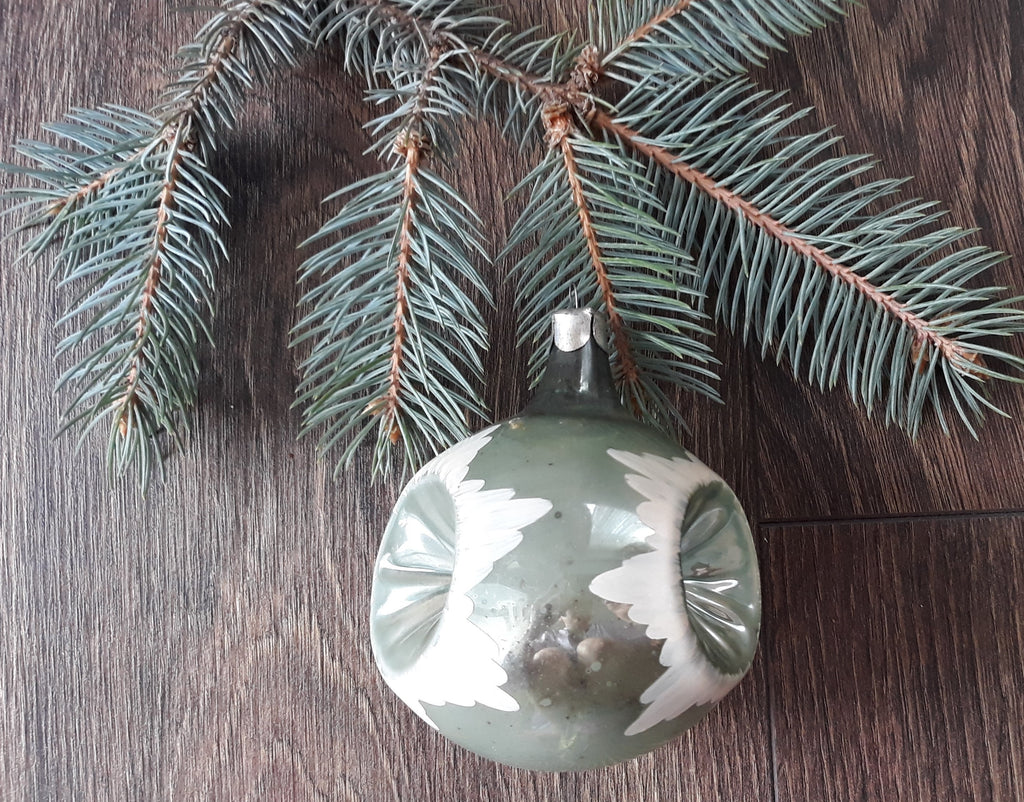 Antique glass Christmas ornament 1960s, vintage Christmas tree glass ornament ChristmasboxStore