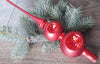 Red Christmas glass tree topper With two Balls Section and reflectors ChristmasboxStore