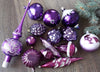 15 purple Christmas glass ornaments + Christams tree topper, 1970s, vintage christmas ChristmasboxStore