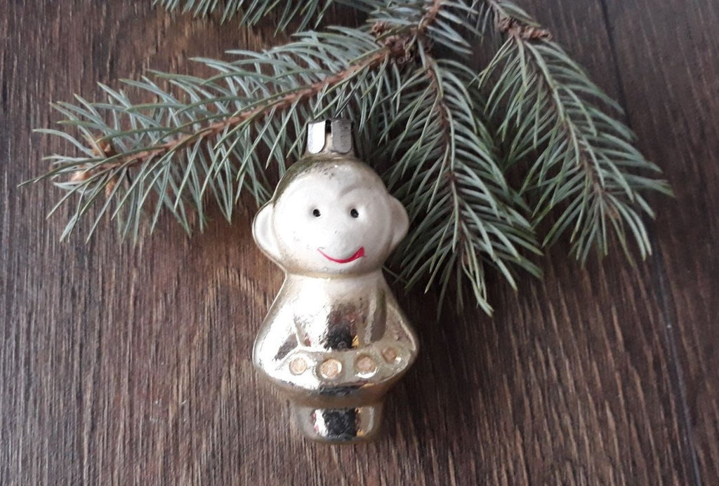 Monkey 1980s christmas glass retro decoration, vintage christmas ornament, tree christmas decor ChristmasboxStore