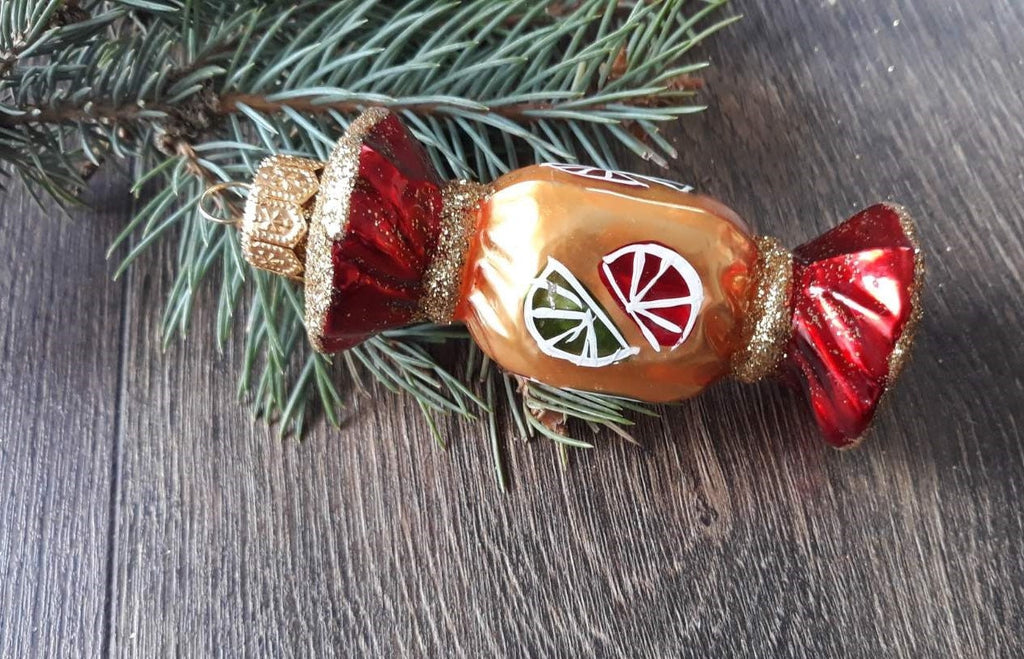 Candy Christmas handmade glass ornament, Christmas glass tree decoration ChristmasboxStore