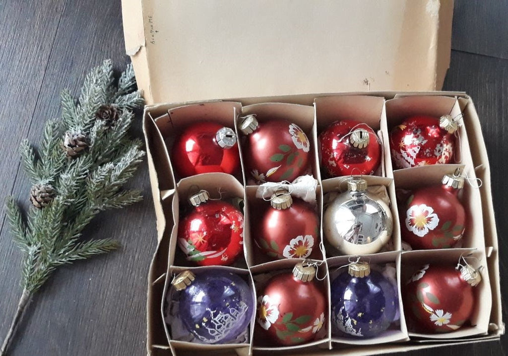 RARE! Vintage 1970's German Tree Ornaments Baubles Christmas glass ChristmasboxStore