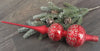 Red Christmas glass Tree Finial With two Balls Section with gold patton ChristmasboxStore