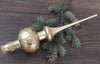 Light green Christmas glass tree topper with glitter, vintage finial ChristmasboxStore