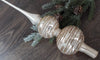 Pearl Christmas glass tree topper with gold glitter and two Balls Section ChristmasboxStore