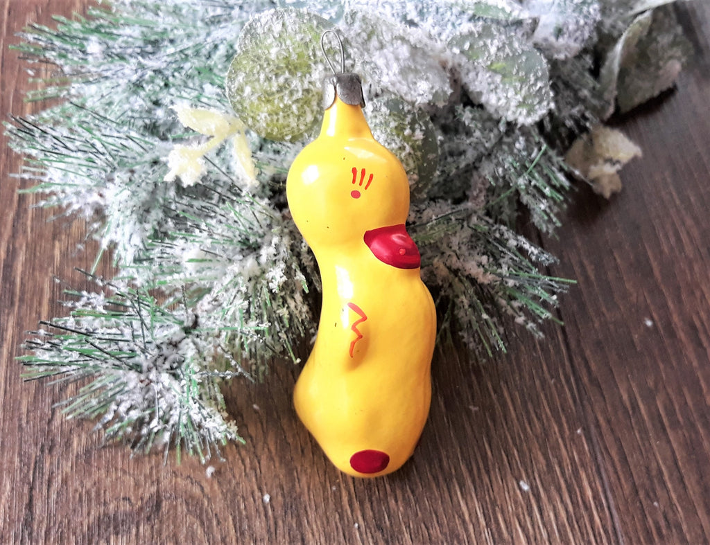 Duckling Christmas glass vintage ornament 1960s, Retro Christmas decoration, Antique Christmas ornament ChristmasboxStore