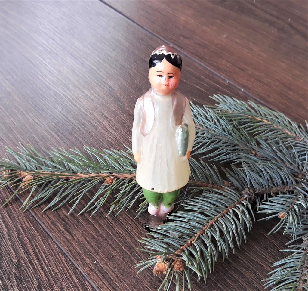 RARE! Girl with a book Antique Christmas glass ornament, vintage christmas 1950s, Retro Christmas ChristmasboxStore