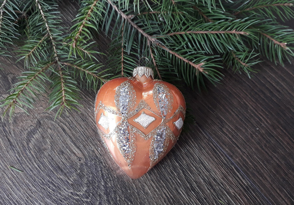 A orange heart Handmade Christmas glass ornaments, Gift ideas, Christmas Gift ChristmasboxStore