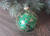 Gold on green glass ball Christmas ornament, Handmade decoration ChristmasboxStore