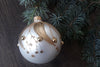 Gold branches white matt glass ball Christmas ornament, Hand-painted decoration ChristmasboxStore