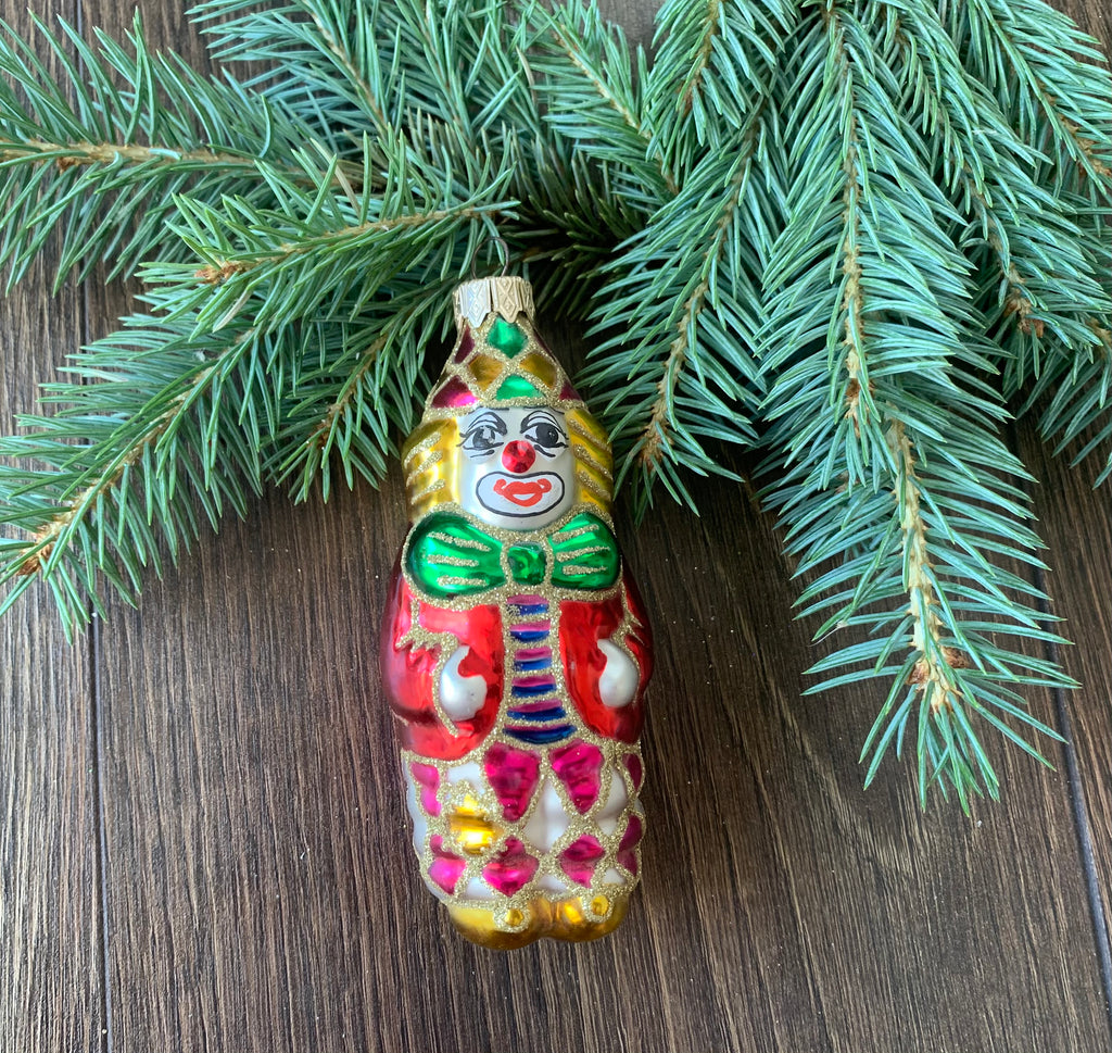 Clown Christmas glass handmade ornament, Christmas tree glass decoration ChristmasboxStore