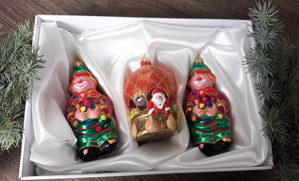 Set of 3 Christmas glass handmade ornaments, Handcrafted Christmas decorations ChristmasboxStore