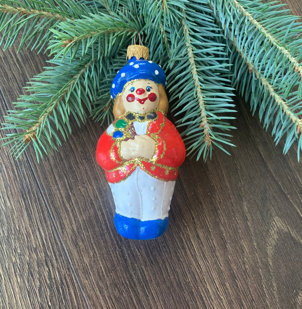 Clown Christmas glass handmade ornament, Blown Glass Christmas decoration, Christmas Gift ChristmasboxStore