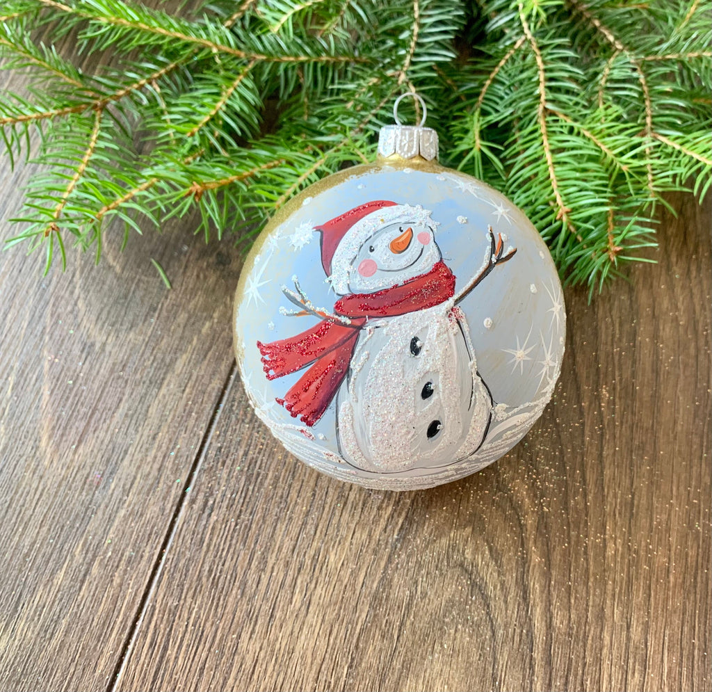 Snowman Glass Ball Christmas Ornament Hand painted decorations ChristmasboxStore