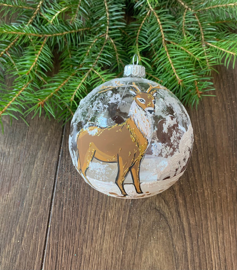 Reindeers Glass Ball Christmas Ornament Hand painted ornaments ChristmasboxStore